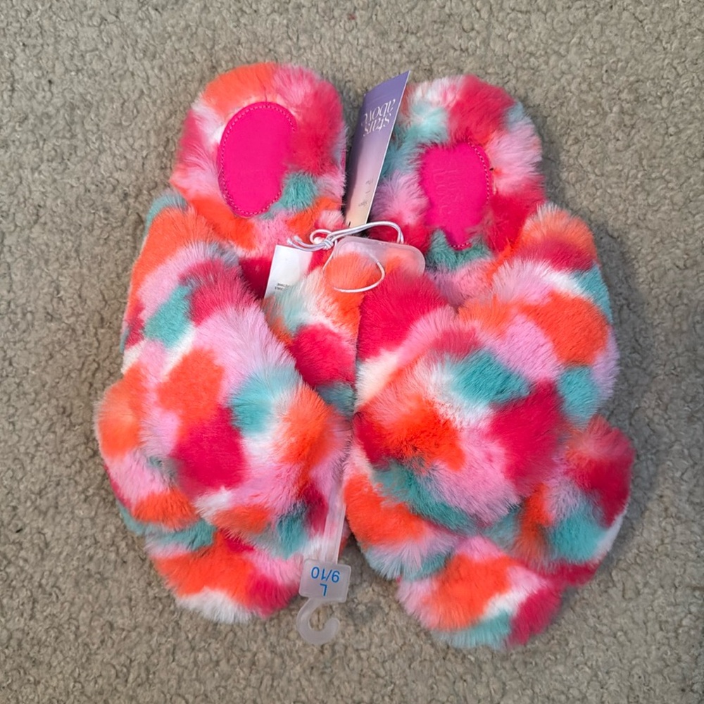 Stars Above Slippers Size L 9/10 Color Pink Blue Orange